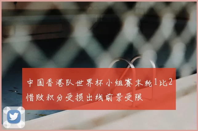 中国香港队世界杯小组赛末轮1比2惜败积分受损出线前景受限